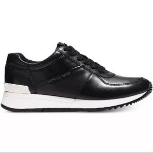 Michael Kors Allie Trainers Black Leather Sneakers sz 8
